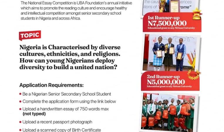 STAND YOUR CHANCE TO WIN N10M: UBA National Essay Competition 2025 Open for Secondary School Students